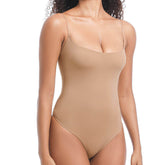 Buttery Soft Square Neck Shapewear Bodysuit – Sleeveless Tummy Control Thong Bodysuit Top for Women